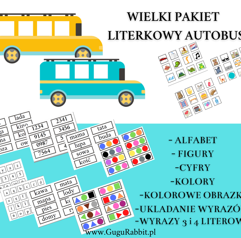 Nauka czytania, pisania - Literkowy autobus