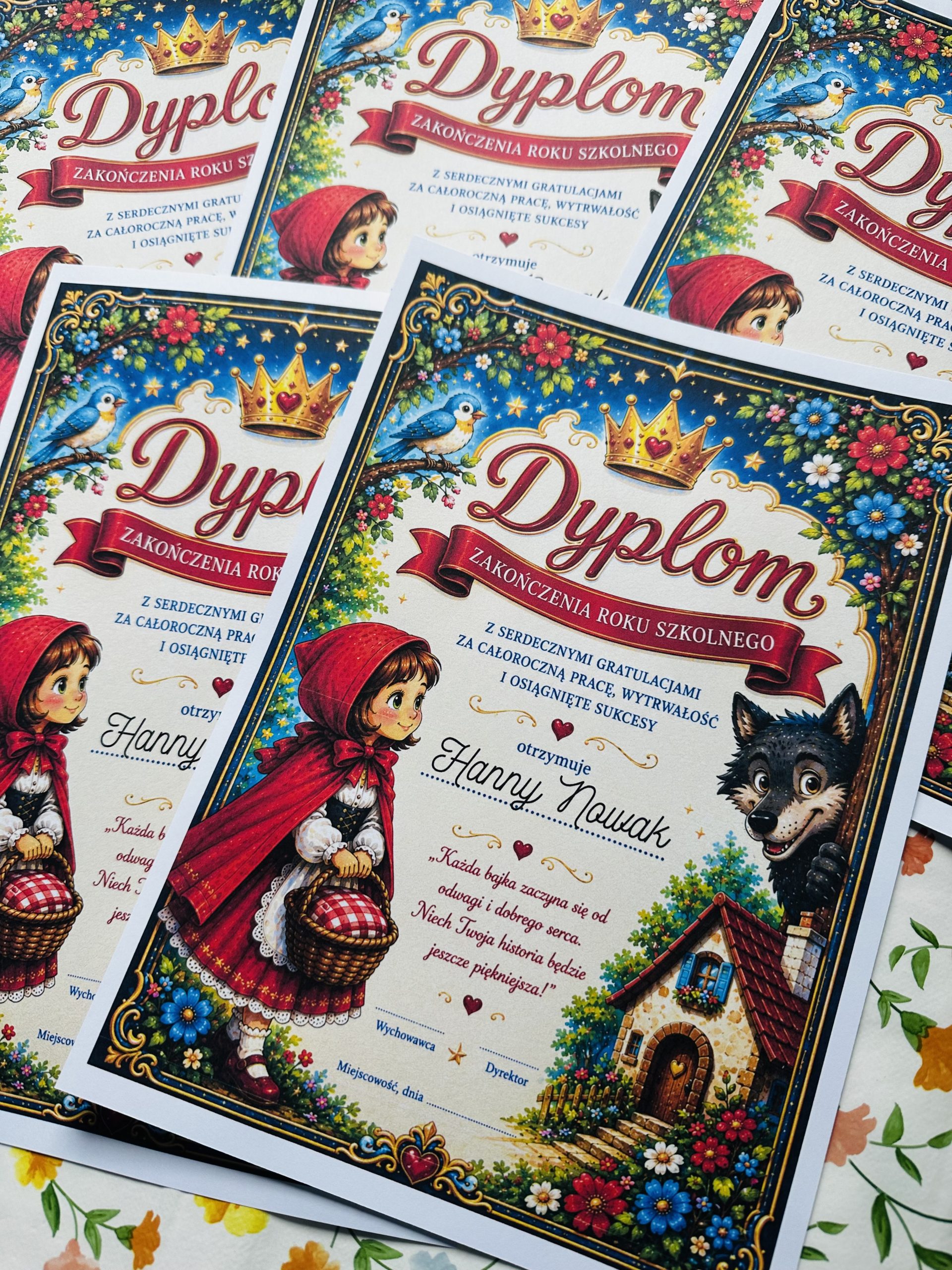Dyplomy za zakończenie roku szkolnego / Personalizowane / druk a4 Dyplomy za zakończenie roku szkolnego / Personalizowane / druk a4